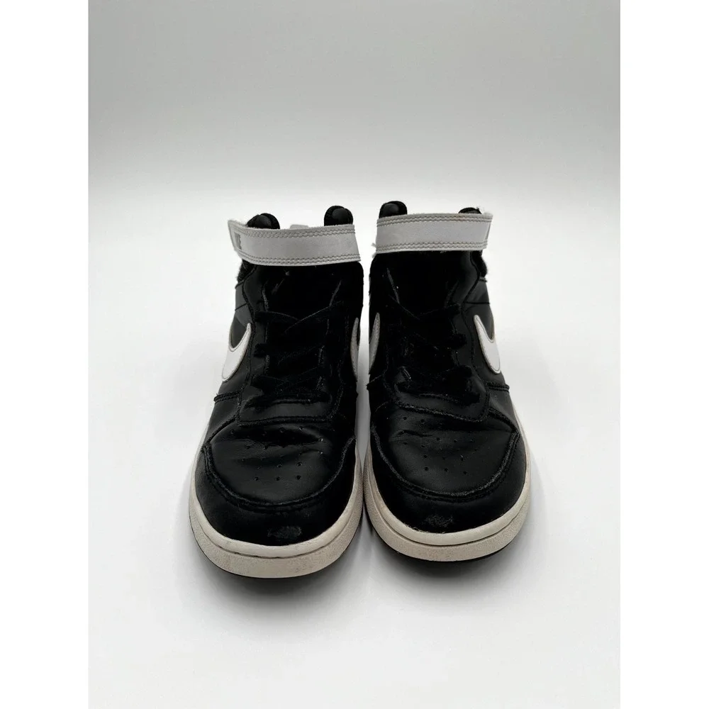 Nike Court Borough Mid 2 Unisex Kids 3 Casual Shoes Black‎ White Leather Sneaker